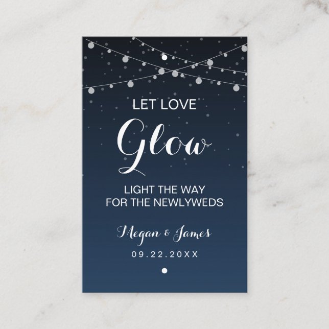 Celestial Navy Blue Stars Hochzeitsglanz Visitenkarte (Vorderseite)