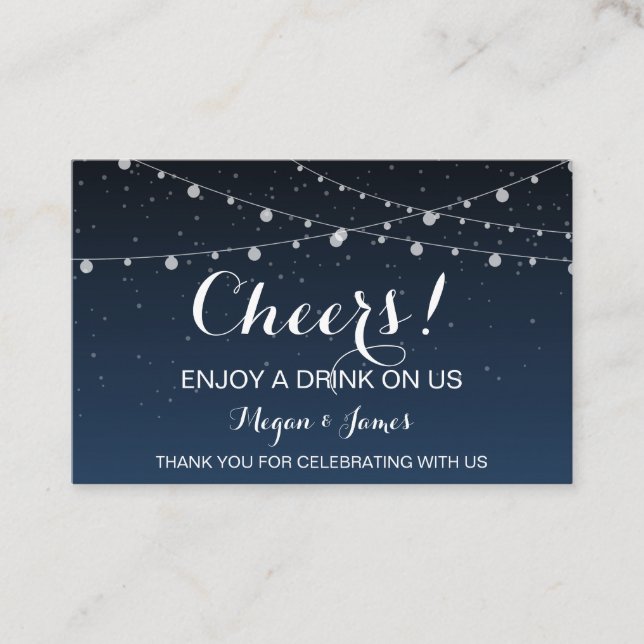 Celestial Navy Blue Stars Wedding Drink Ticket (Vorderseite)