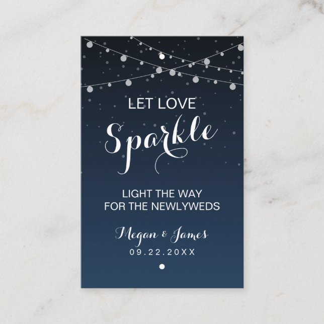 Celestial Navy Blue Stars Wedding Sparkler Tag (Vorderseite)