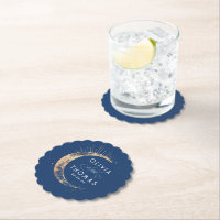 Celestial Navy Blue und Gold Stars Moon Wedding