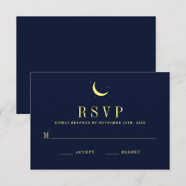 Celestial Navy Star Dust Minimal Response Card RSVP Karte