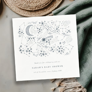 Celestial Navy Starry Night Moon Baby Shower Serviette