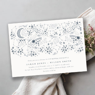 Celestial Navy Starry Night Moon Vow Renewal Einladung