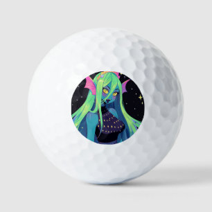 Celestial Neon Mermaid — Kawaii Cosmic Siren Vibes Golfball