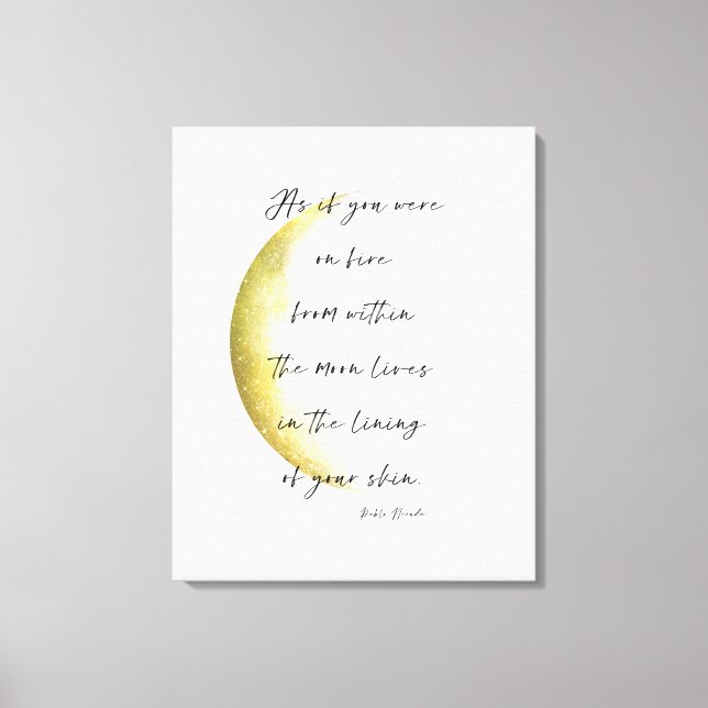 Celestial Neruda Poetry Stretched Canvas Print Leinwanddruck (Vorderseite)