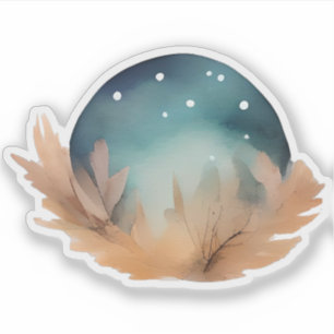 Celestial Nest Watercolor Abstrakt Aufkleber