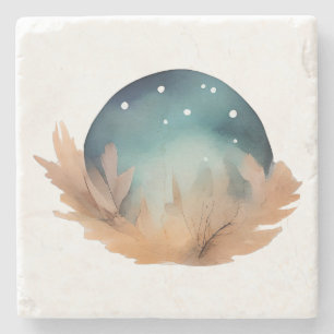 Celestial Nest Watercolor Abstrakt Steinuntersetzer