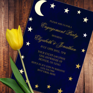 Celestial Night Sky Engagement Party Folieneinladung