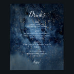Celestial Night Sky | Gold Drinks Menu Sign Poster<br><div class="desc">Dieser Himmel am Himmel | Das goldene Getränkekartenzeichen ist perfekt für Ihre zauberhafte Hochzeit unter dem Sternenhimmel. Der dunkelmarineblau blaue Aquarellhimmel, mit goldenen Sternen übersät, wird den Ton für Ihren Abend boho Freiluft-Hochzeit Set. Personalisieren Sie es, wie Sie es wünschen oder behalten, wie es ist. Schauen Sie sich die Erholung...</div>