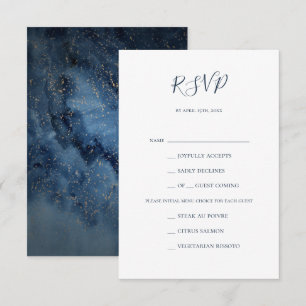 Celestial Night Sky   Gold Menu Choice RSVP Card Karte