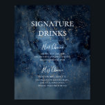 Celestial Night Sky | Gold Signature Drinks Signat Poster<br><div class="desc">Dieser Himmel am Himmel | Das goldene Getränkezeichen ist perfekt für Ihre zauberhafte Hochzeit unter dem Sternenhimmel. Der dunkelmarineblau blaue Aquarellhimmel, mit goldenen Sternen übersät, wird den Ton für Ihren Abend boho Freiluft-Hochzeit Set. Personalisieren Sie es, wie Sie es wünschen oder behalten, wie es ist. Schauen Sie sich die Erholung...</div>