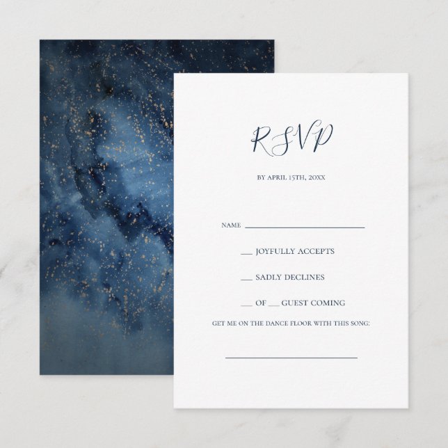 Celestial Night Sky | Gold Song Request RSVP Card Karte (Vorne/Hinten)