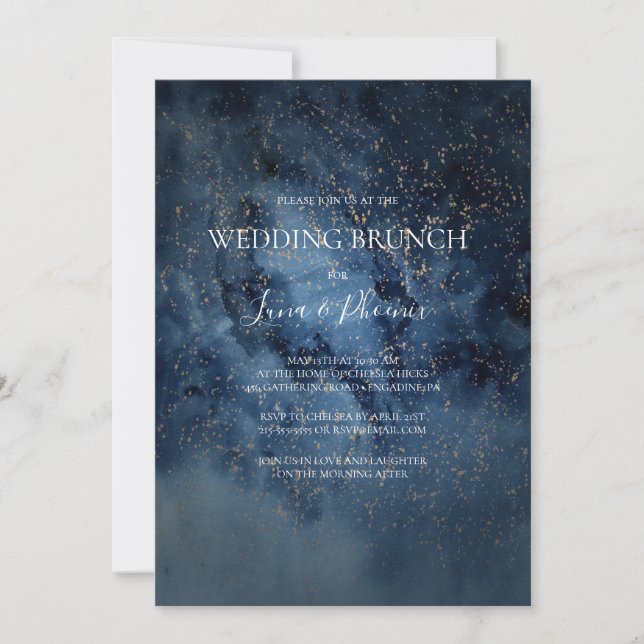 Celestial Night Sky | Gold Wedding Brunch Einladung (Vorderseite)