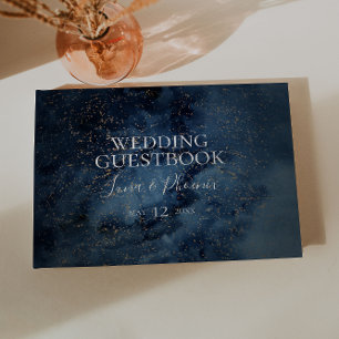 Celestial Night Sky Gold Wedding Guest Book Gästebuch