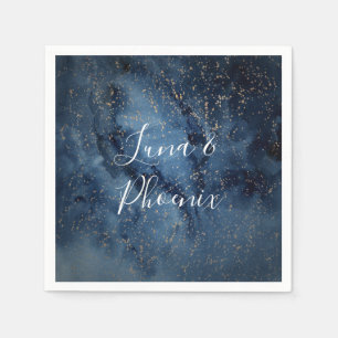 Celestial Night Sky   Gold Wedding Napkins Serviette