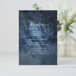 Celestial Night Sky   Gold Wedding Reception Card Begleitkarte