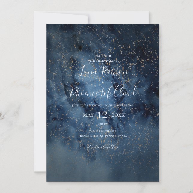Celestial Night Sky | Lässige Hochzeit Einladung (Vorderseite)