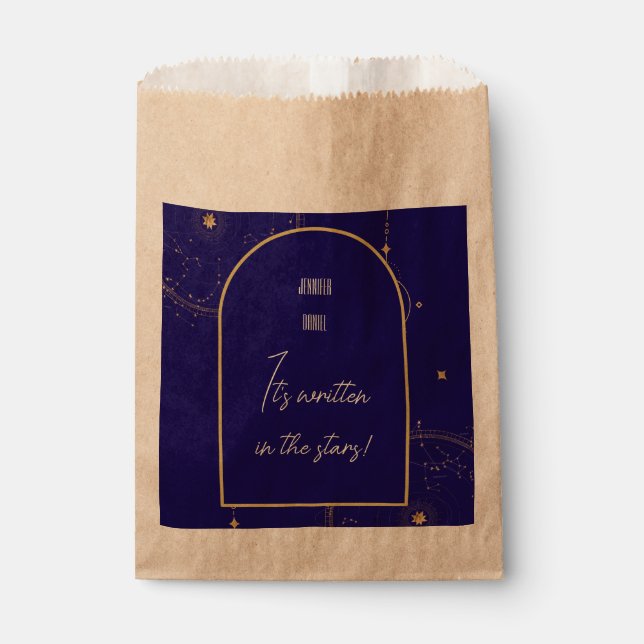 Celestial Night Sky Navy Blue and Gold Wedding Geschenktütchen (Vorderseite)