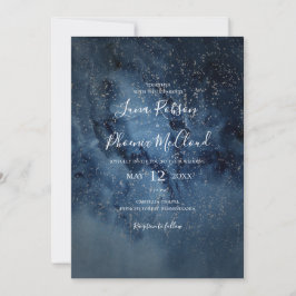 Celestial Night Sky | Silber in einer Hochzeit Einladung
