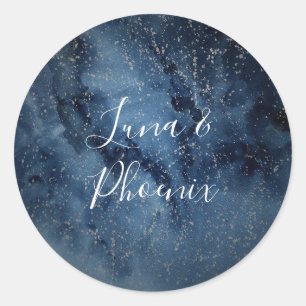 Celestial Night Sky Silberne Umschlag Aufkleber