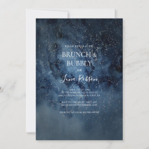 Celestial Night Sky Silver Brunch und Bubbly Einladung