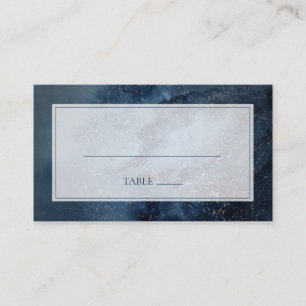 Celestial Night Sky Silver Flat Wedding Platzkarte