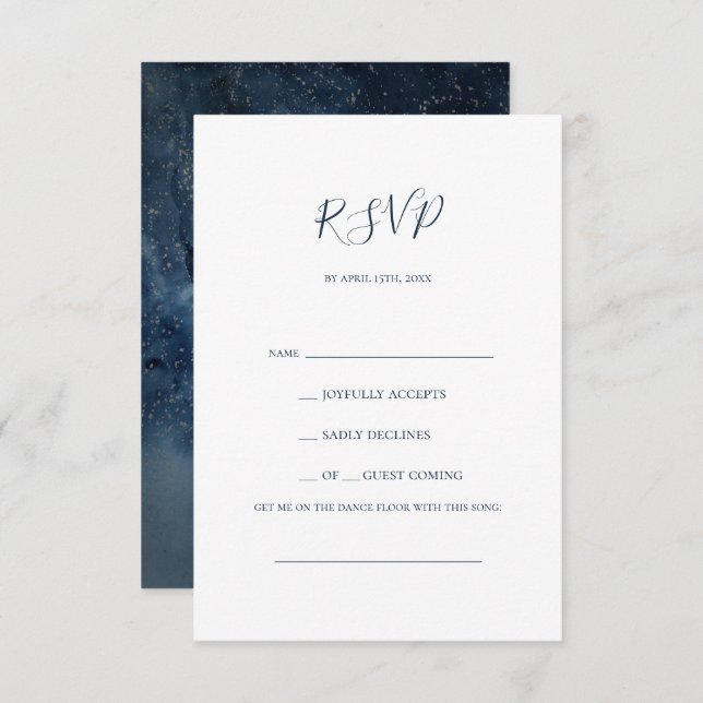 Celestial Night Sky Silver Song Request RSVP Card (Vorne/Hinten)