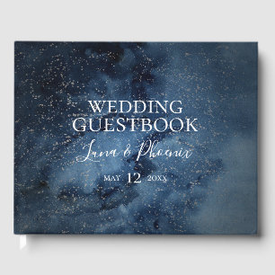 Celestial Night Sky   Silver Wedding Guest Book Gästebuch