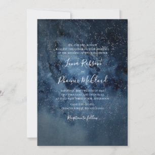 Celestial Night Sky   Traditionelle Silberhochzeit Einladung