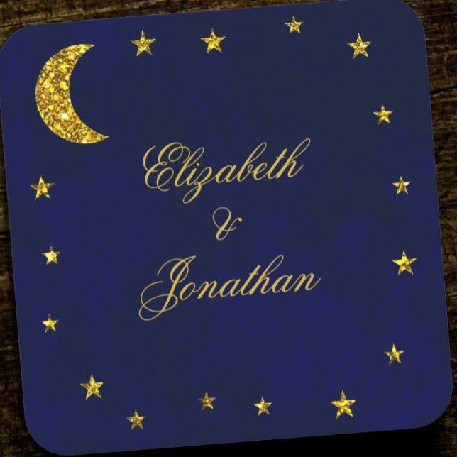 Celestial Night Sky Wedding Rechteckiger Pappuntersetzer (Von Creator hochgeladen)