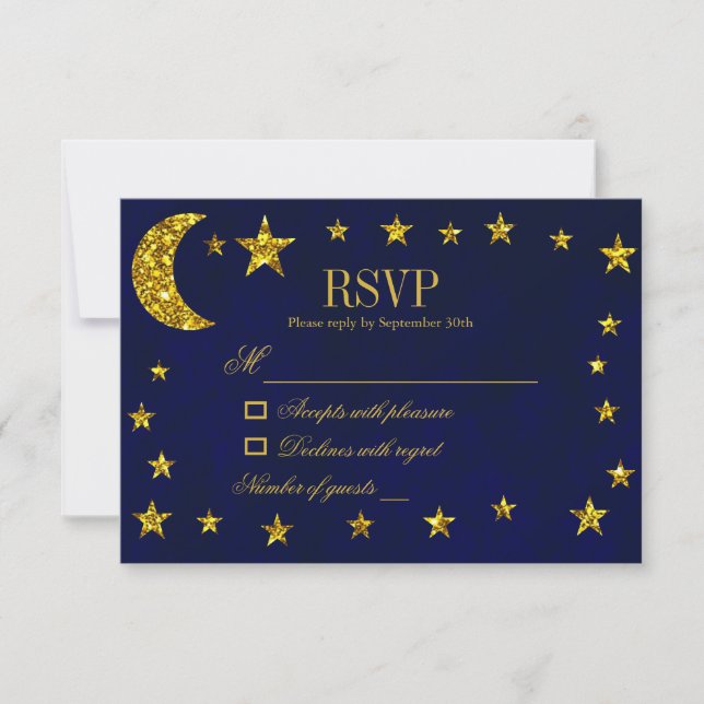Celestial Night Sky Wedding RSVP Karte (Vorderseite)