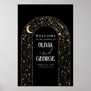 Celestial Night Stars Wedding Welcome Sign Poster