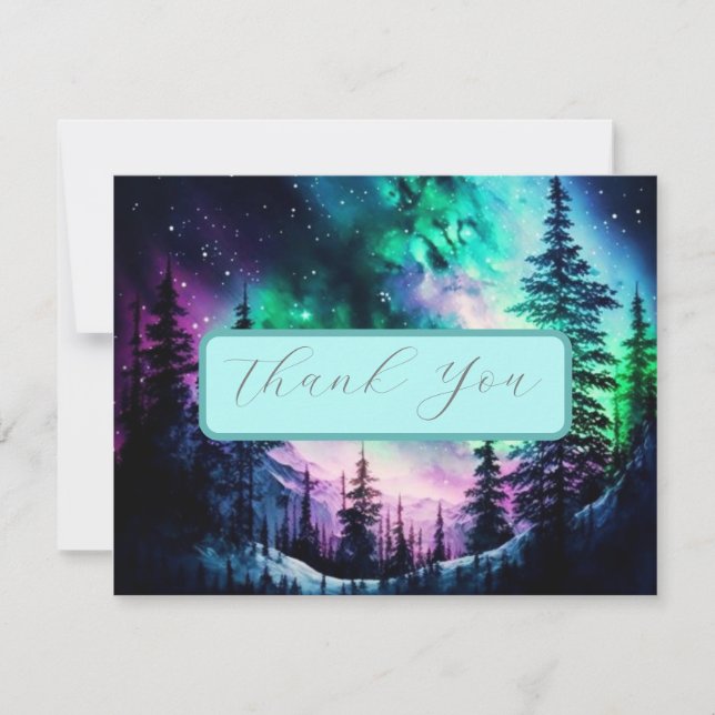 Celestial Northern Lights Wedding Dankeschön Card Dankeskarte (Vorderseite)