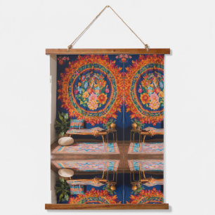 Celestial Occult Tapestry - Alchemy & Mysticism Wa Wandteppich Mit Holzrahmen