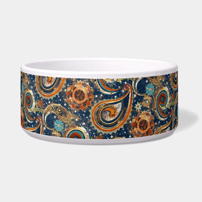 Celestial Paisley Pattern Navy Blue & Gold Vintag Napf (Vorderseite)