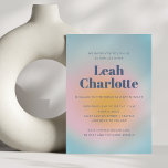 Celestial Pastel Blue Groovy Gradient Bat Mitzvah Einladung<br><div class="desc">Groovy Celestial Pastel Blue and Pink Grainy Gradient Bat Mitzvah Einladung</div>
