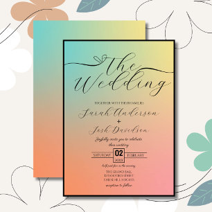 Celestial Pastel Rainbow Gradient Boho Script Einladung