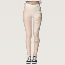 Celestial Peach Pinky mit Moon Theme Leggings
