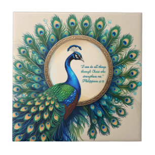 Celestial Peacock Bloom Bible Verse Fliese