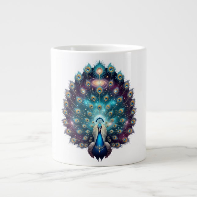 Celestial Peacock Cosmic Art Coffee Tasse (Vorderseite)
