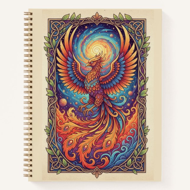 Celestial Phoenix Rebirth Zen tangle Galaxy Notizbuch (Vorderseite)
