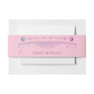 Celestial Pink Lila Sun Moon Stars Hochzeit Einladungsbanderole