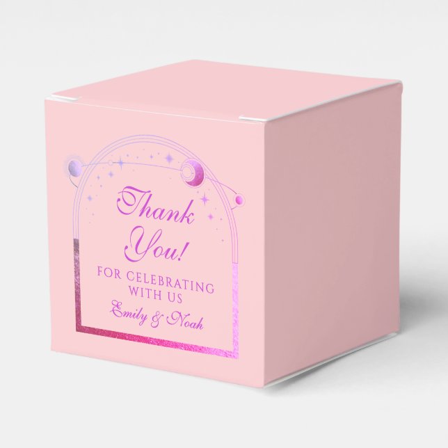 Celestial Pink Lila Sun Moon Stars Hochzeit Geschenkschachtel (Vorderseite)