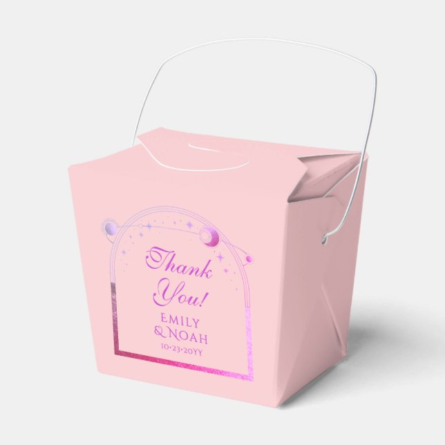 Celestial Pink Lila Sun Moon Stars Hochzeit Geschenkschachtel (Vorderseite)