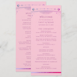 Celestial Pink Lila Sun Moon Stars Hochzeit Programm