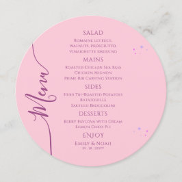 Celestial Pink Lila Sun Moon Stars Space Wedding Menükarte