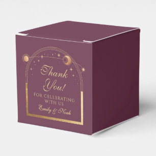 Celestial Plum Gold Sun Moon Stars Hochzeit Geschenkschachtel