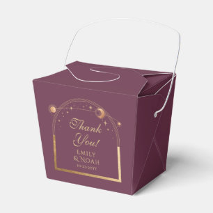 Celestial Plum Gold Sun Moon Stars Hochzeit Geschenkschachtel
