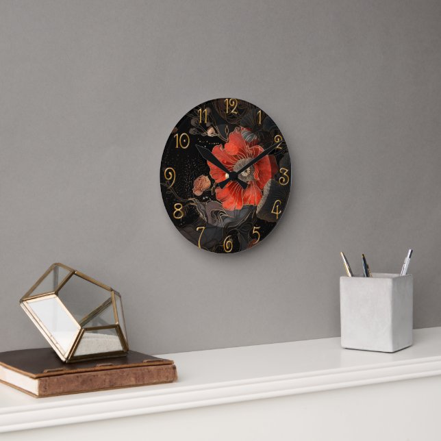 Celestial Poppies Runde Wanduhr (Büro)