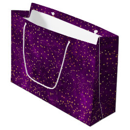 Celestial Purple & Yellow Starry Night Pattern Große Geschenktüte